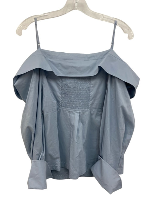 Jonathan Simkhai Size L Slate Blue Cotton & Polyester Long Sleeve Buttons Top Slate Blue / L