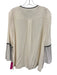 Lafayette 148 Size L Cream & Black Silk 3/4 Flare Sleeve Pleated Buttons Top Cream & Black / L