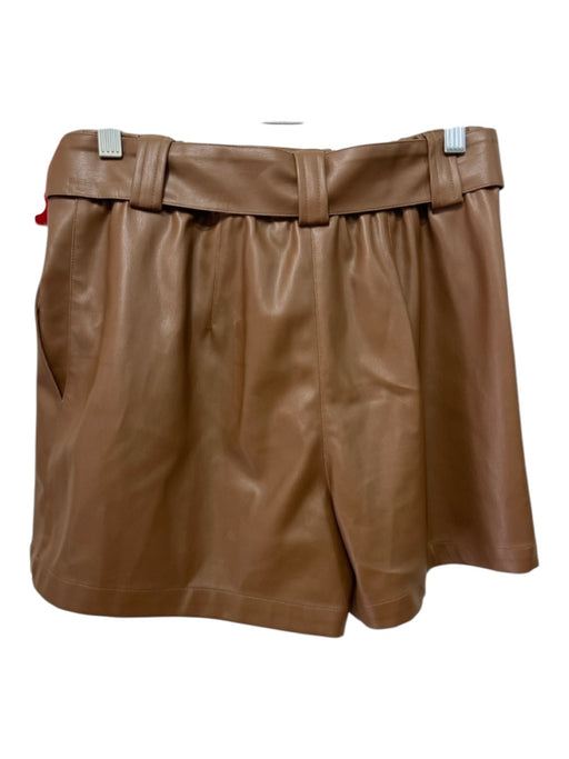 Christy Lynn Size 6 Brown PU leather Pleated Waist High Rise Shorts Brown / 6