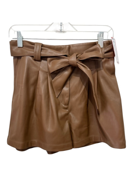 Christy Lynn Size 6 Brown PU leather Pleated Waist High Rise Shorts Brown / 6