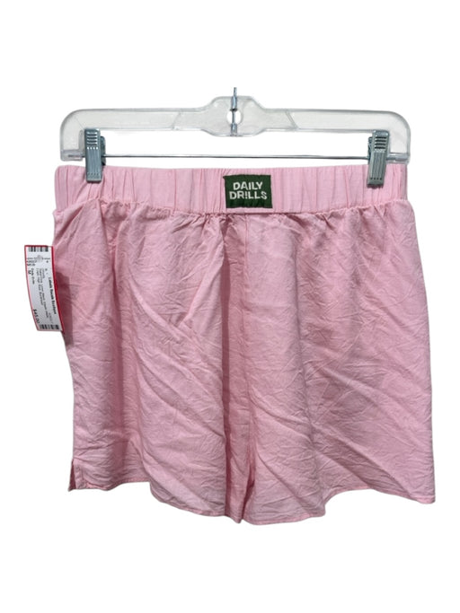 Daily Drills Size M Ballet Pink Linen Blend Elastic Waist Logo High Rise Shorts Ballet Pink / M