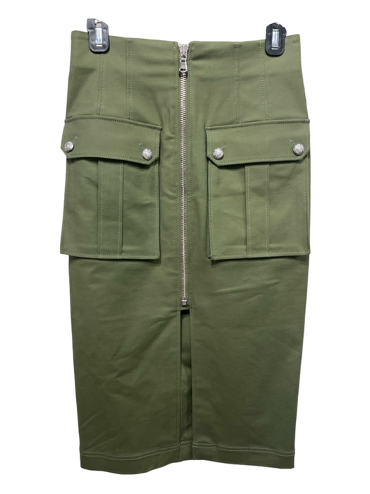 Veronica Beard Size 4 Olive Green Cotton & Elastane Zipper Detail Darted Skirt Olive Green / 4