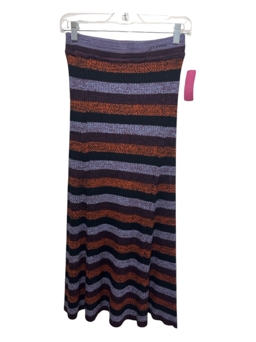 Ganni Size Small Blue, Black & Multi Merino Wool Striped Elastic Waist Skirt Blue, Black & Multi / Small