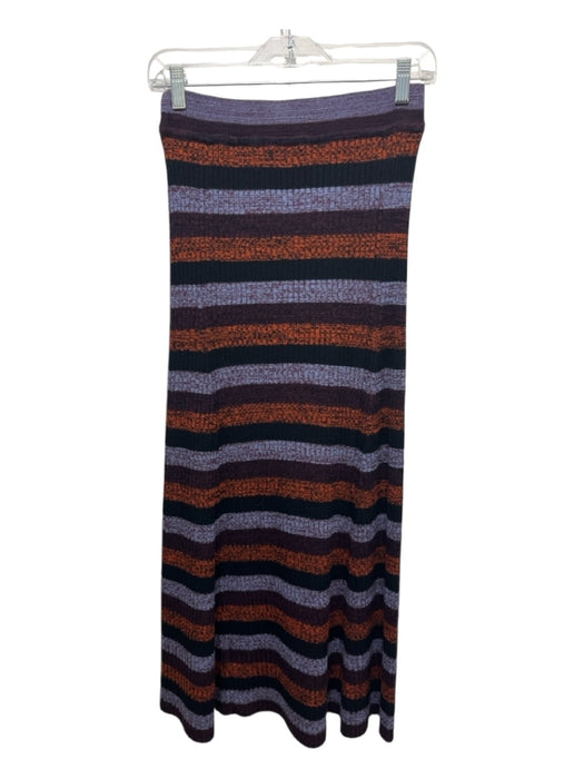 Ganni Size Small Blue, Black & Multi Merino Wool Striped Elastic Waist Skirt Blue, Black & Multi / Small