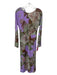 Dries Van Noten Size 38 Purple, Green & Brown Polyester Blend Long Sleeve Dress Purple, Green & Brown / 38