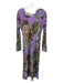 Dries Van Noten Size 38 Purple, Green & Brown Polyester Blend Long Sleeve Dress Purple, Green & Brown / 38