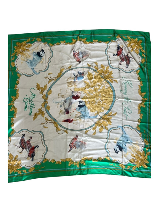 Carson & Co Teal Blue & Multi Silk Square Duck Feather scarf Teal Blue & Multi / 35