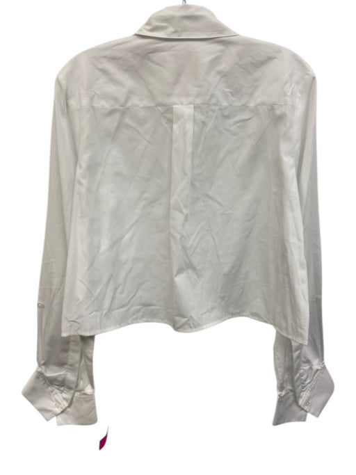 TWP Size S White Cotton Button Down Long Sleeve Crop Top White / S