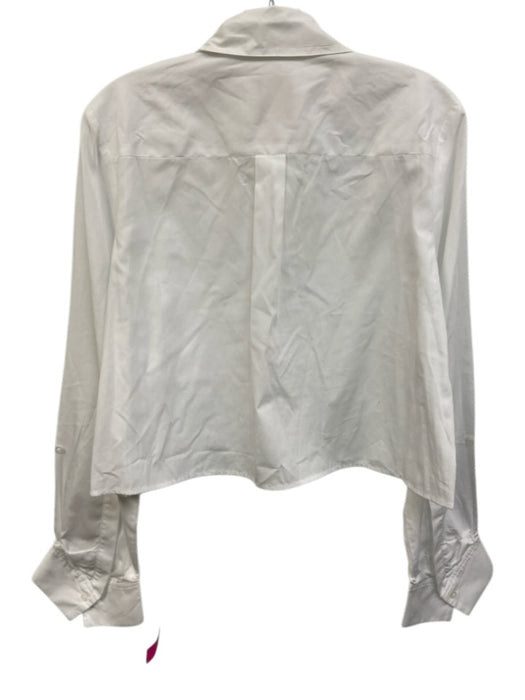 TWP Size S White Cotton Button Down Long Sleeve Crop Top White / S