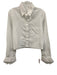TWP Size S White Cotton Button Down Long Sleeve Crop Top White / S