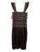 ME+EM Size 4 Brown & White Cotton Shirred Flutter Strap contrast stitch Dress Brown & White / 4