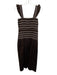 ME+EM Size 4 Brown & White Cotton Shirred Flutter Strap contrast stitch Dress Brown & White / 4