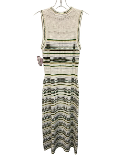 Veronica Beard Size S Cream, Green, Blue Viscose Blend Knit Stripe Maxi Dress Cream, Green, Blue / S