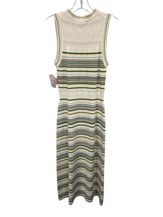 Veronica Beard Size S Cream, Green, Blue Viscose Blend Knit Stripe Maxi Dress Cream, Green, Blue / S