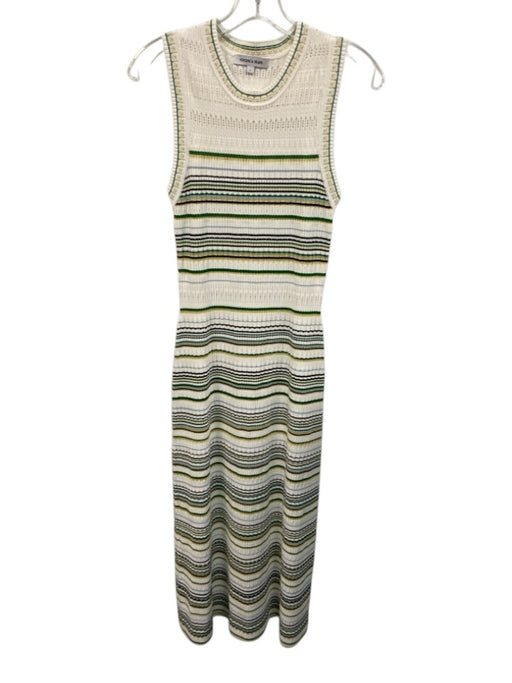 Veronica Beard Size S Cream, Green, Blue Viscose Blend Knit Stripe Maxi Dress Cream, Green, Blue / S