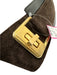 Suzi Roher Brown Suede Gold Tone Hardware Turn Lock Closure Elastic Back Belts Brown / S