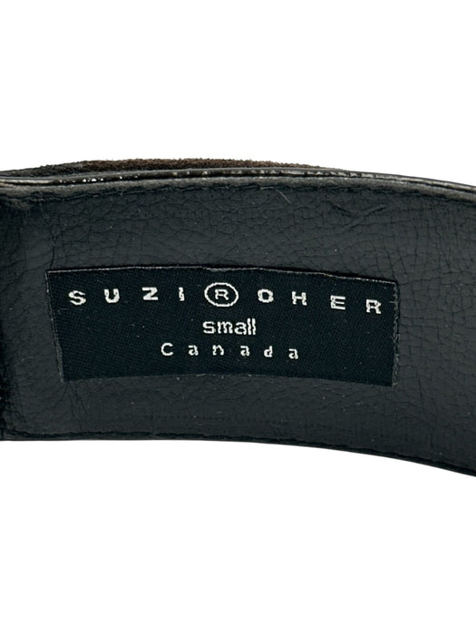 Suzi Roher Brown Suede Gold Tone Hardware Turn Lock Closure Elastic Back Belts Brown / S