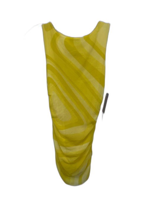 Fuzzi Size S Yellow Nylon Sleeveless Mesh Ruched Sides High Neck Top Yellow / S