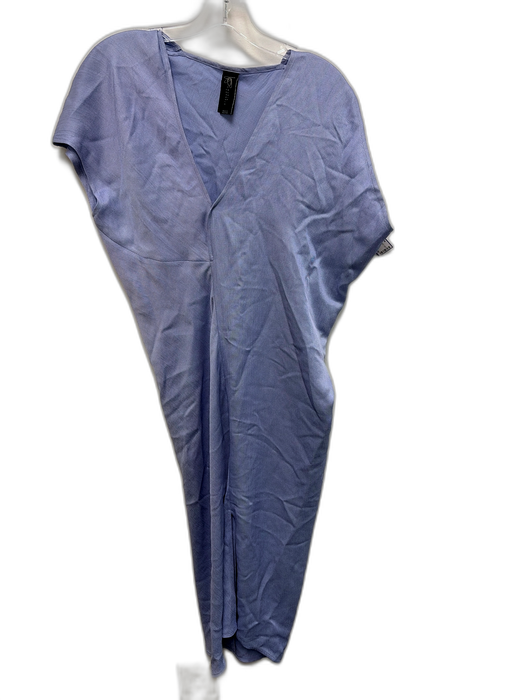 Maria Cornejo Size 2 Blue Linen Blend Cap Sleeve Asymmetric V Neck Dress Blue / 2