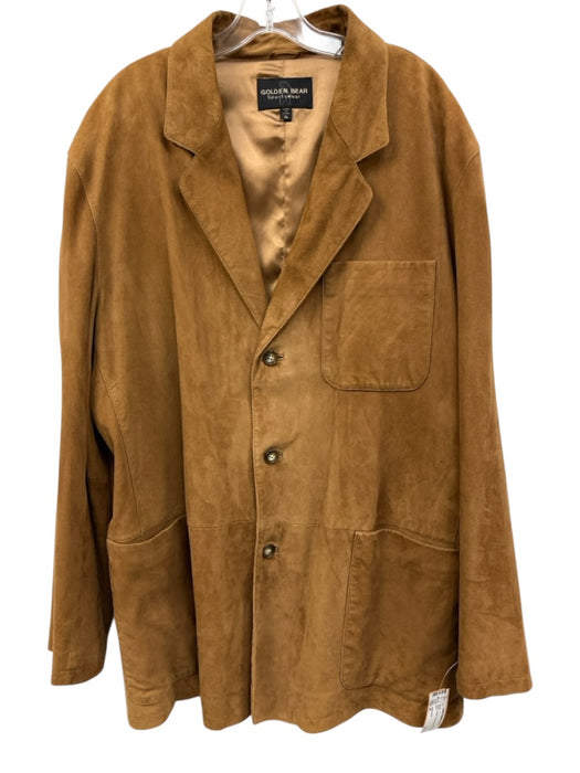 Golden Bear Size XL Brown Leather Solid Buttons Men's Jacket Brown / XL