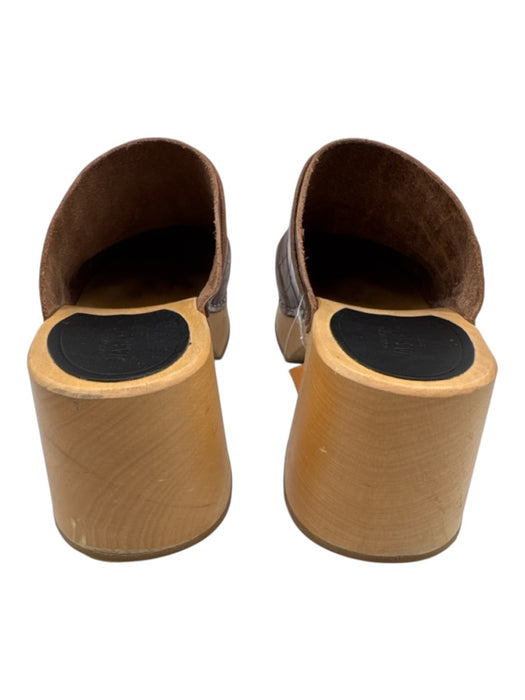 Swedish Hasbeens Shoe Size 39 Cognac Brown Leather Upper Croc Embossed Mules Cognac Brown / 39