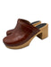 Swedish Hasbeens Shoe Size 39 Cognac Brown Leather Upper Croc Embossed Mules Cognac Brown / 39