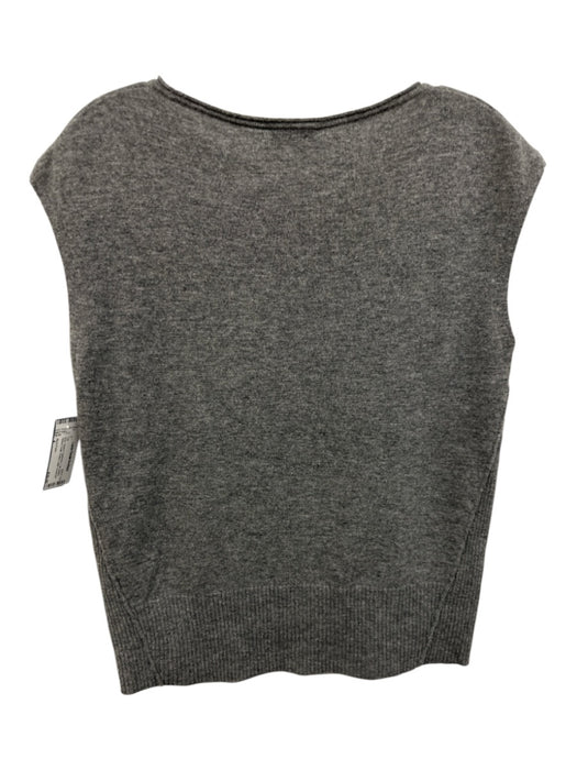Akris Punto Size 4 Gray Wool & Cashmere Cap Sleeve Ribbed Detail Top Gray / 4