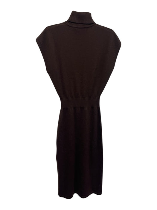 Ramy Brook Size S Dark Brown Wool Cap Sleeve Turtle Neck Ribbed Waist Midi Dress Dark Brown / S
