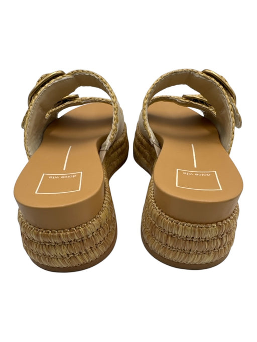 Dolce Vita Shoe Size 8.5 Cream & Brown Leather Two Strap Stitch Design Sandals Cream & Brown / 8.5