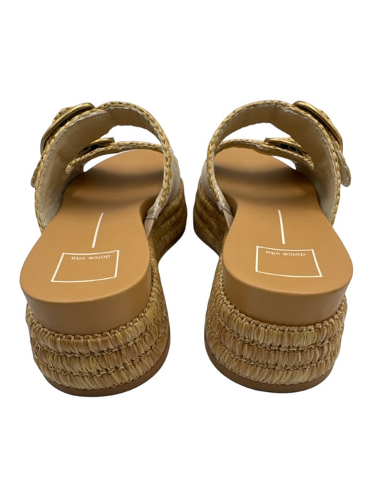 Dolce Vita Shoe Size 8.5 Cream & Brown Leather Two Strap Stitch Design Sandals Cream & Brown / 8.5