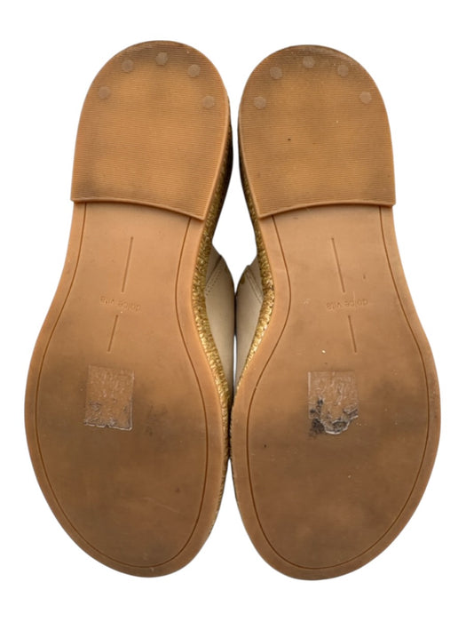 Dolce Vita Shoe Size 8.5 Cream & Brown Leather Two Strap Stitch Design Sandals Cream & Brown / 8.5