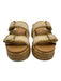 Dolce Vita Shoe Size 8.5 Cream & Brown Leather Two Strap Stitch Design Sandals Cream & Brown / 8.5