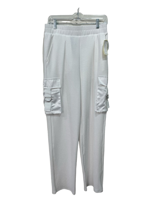 Beach Riot Size M White Polyester Blend Elastic Drawstring Textured Cargo Pants White / M