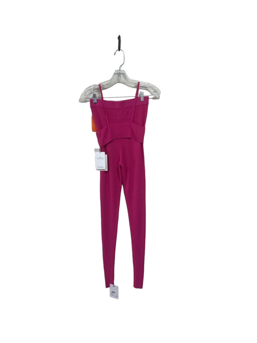 Jaquemus Size 36 Hot pink Viscose Ribbed Knit Legging Bra Top Pant Set Hot pink / 36