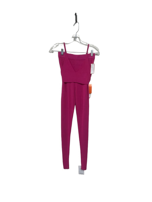 Jaquemus Size 36 Hot pink Viscose Ribbed Knit Legging Bra Top Pant Set Hot pink / 36