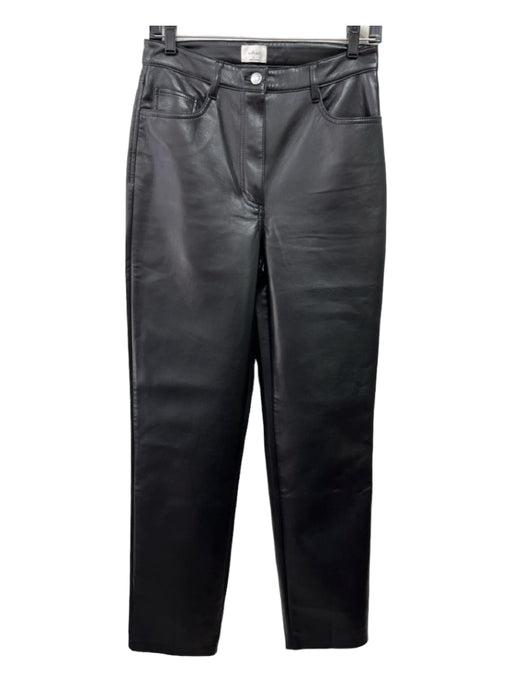 Wilfred Size 6 Black Faux Leather High Rise Straight Pants Black / 6