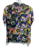 Johnny Was Size XS Black & Multi Viscose Short Sleeve Floral 1/2 Button Top Black & Multi / XS