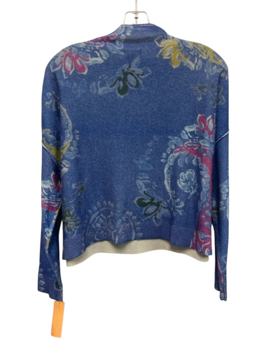 Pilcro Size XS Blue & Multi Cashmere Floral Paisley High Neck Pullover Sweater Blue & Multi / XS
