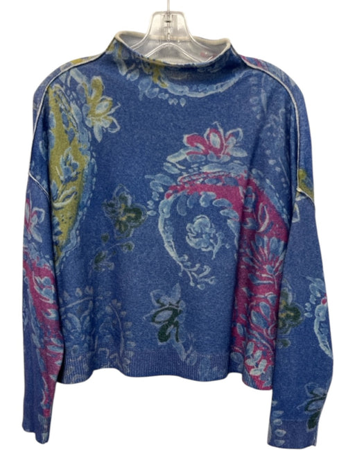 Pilcro Size XS Blue & Multi Cashmere Floral Paisley High Neck Pullover Sweater Blue & Multi / XS