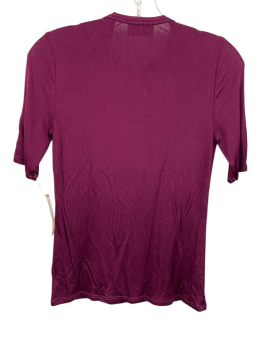 St. John Size XS Purple Viscose Blend Ribbed Short Sleeve T Shirt Top Purple / XS