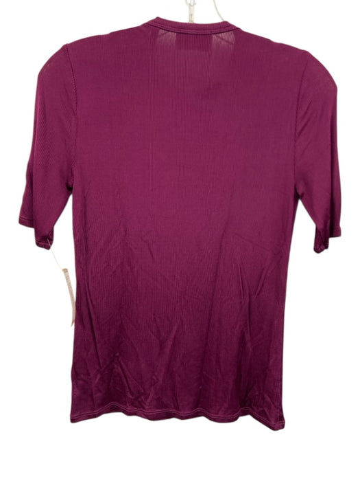 St. John Size XS Purple Viscose Blend Ribbed Short Sleeve T Shirt Top Purple / XS