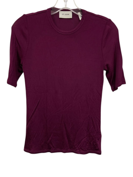 St. John Size XS Purple Viscose Blend Ribbed Short Sleeve T Shirt Top Purple / XS