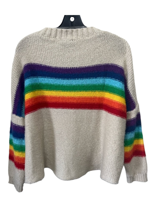 Wooden Ships Size S Cream & Rainbow Acrylic Blend Knit Long Sleeve Sweater Cream & Rainbow / S