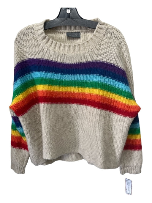 Wooden Ships Size S Cream & Rainbow Acrylic Blend Knit Long Sleeve Sweater Cream & Rainbow / S