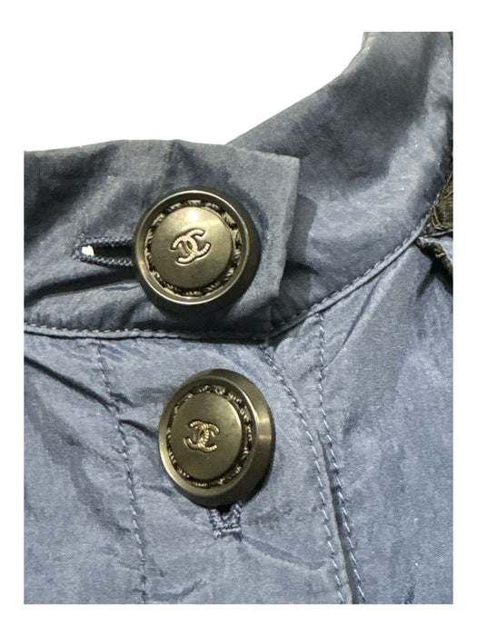 Chanel Size 38 Navy Blue Polyamide Nylon Lace Interior Hood Flap Jacket Navy Blue / 38