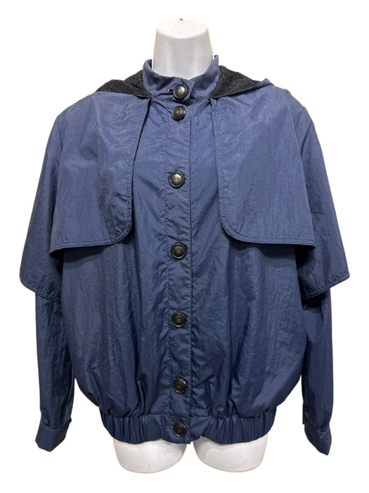 Chanel Size 38 Navy Blue Polyamide Nylon Lace Interior Hood Flap Jacket Navy Blue / 38