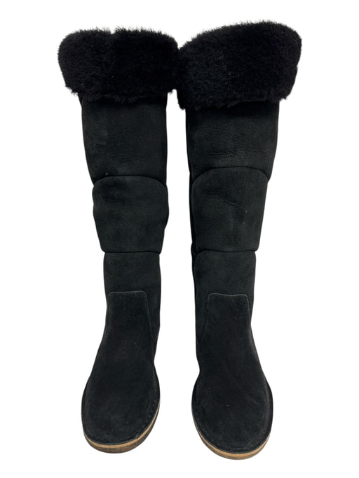 Ugg Shoe Size 7.5 Black Suede Sheepskin Knee High Almond Toe Boots Black / 7.5