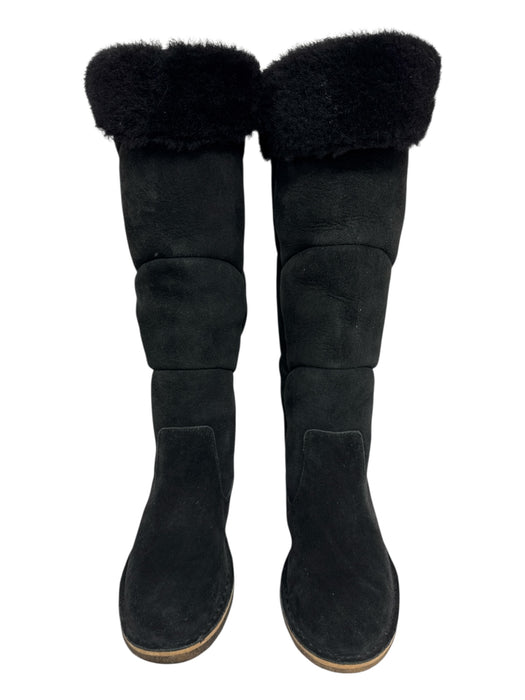 Ugg Shoe Size 7.5 Black Suede Sheepskin Knee High Almond Toe Boots Black / 7.5
