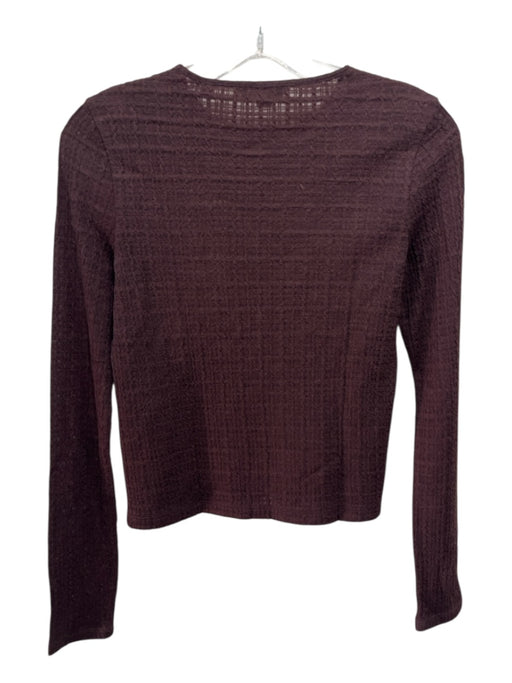 Vince Size S/P Burgundy No Fabric Tag Long Sleeve Texture Sheer Top Burgundy / S/P