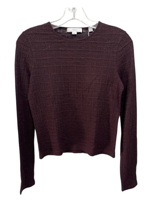 Vince Size S/P Burgundy No Fabric Tag Long Sleeve Texture Sheer Top Burgundy / S/P